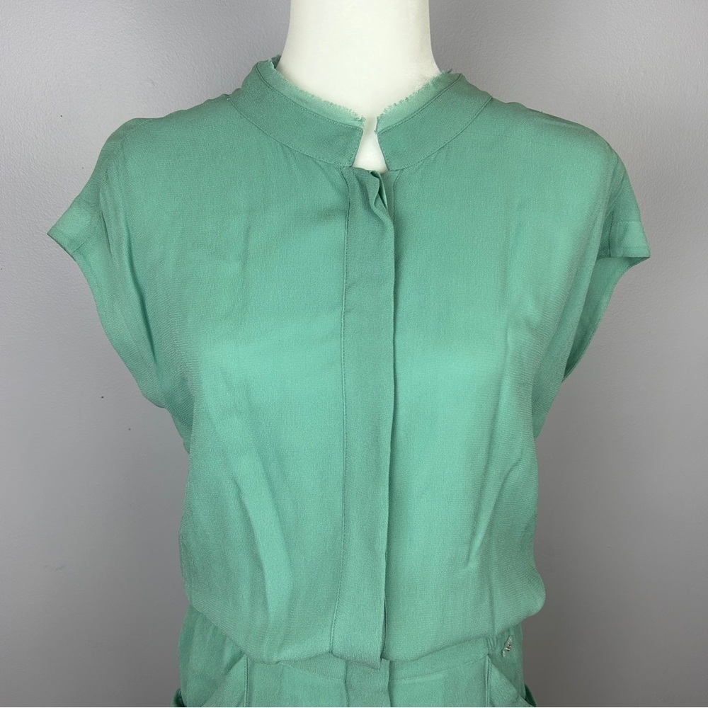 Escada Sport Dafari Chiffon Cap Sleeve Button Dress Size 34 Mint Green - Picture 2 of 15
